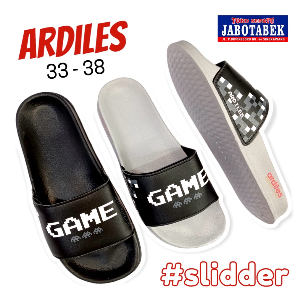 [COD] Sandal Kokop Anak ARDILES Size 33-38 warna hitam putih abu Sandal Selop Casual Anak cowok cewe