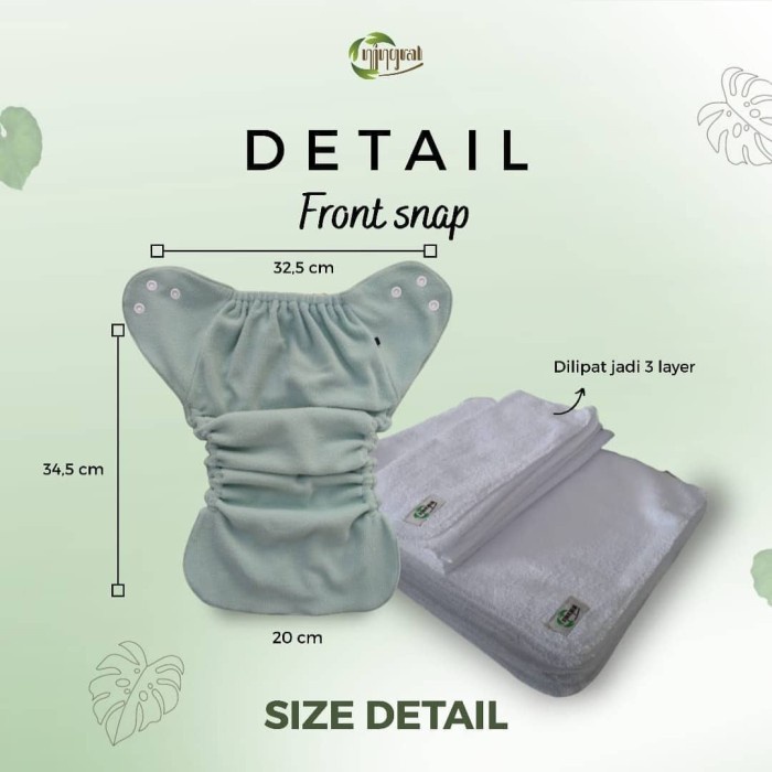 NINGRAT Front Snap Clodi Newborn Onesize Pocket Diaper Popok Kaint