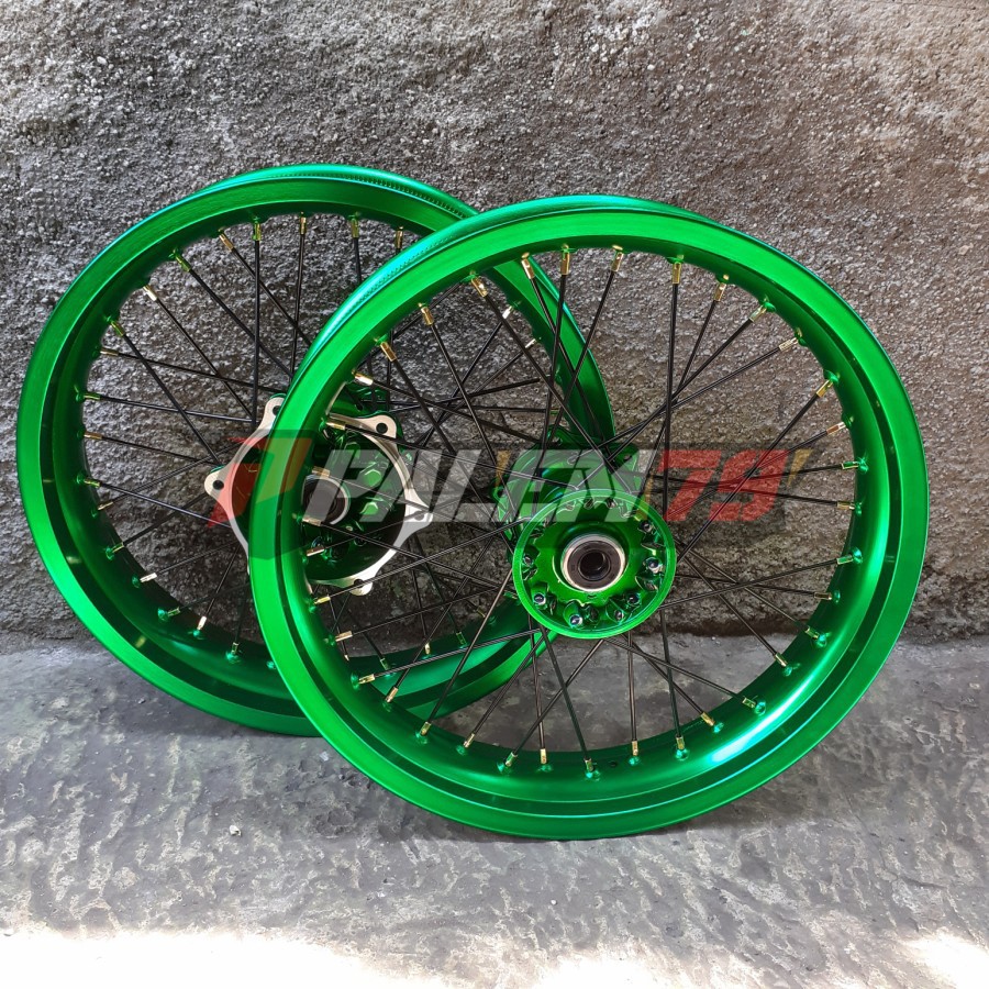 Velgset Supermoto KLX 230 Hijau Velg 17 300 350 Velk Set Sumo KLX230 Depan Belakang