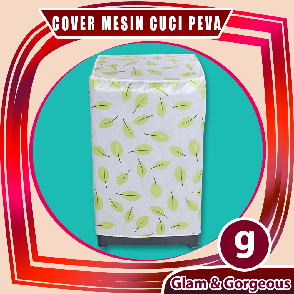 Cover Mesin Cuci Penutup Plastik Peva WMC004 Motif Daun