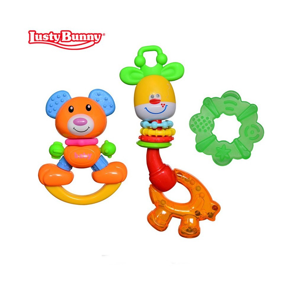 Promo !! Lusty Bunny Gift Set Rattle Baby Toys 3in1/Mainan bayi - mainan bayi isi 3pcs lb 1407