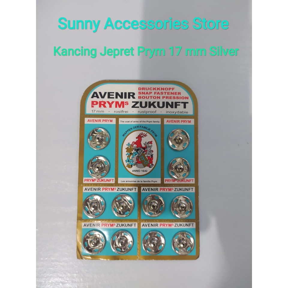 

Kancing Jepret Prym 17 mm Silver *Premium Product* (1 Papan=12 Set)