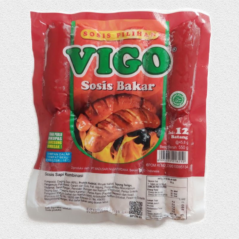 

Vigo Sosis Sapi Bakar 500g isi 12