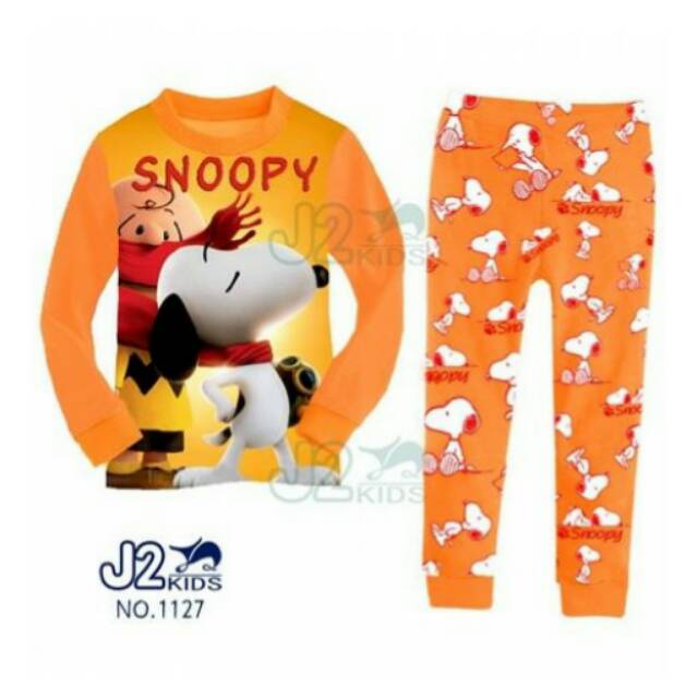 J2 PJ 1127 Small fashion anak setelan baju tidur motif snoopy peanuts