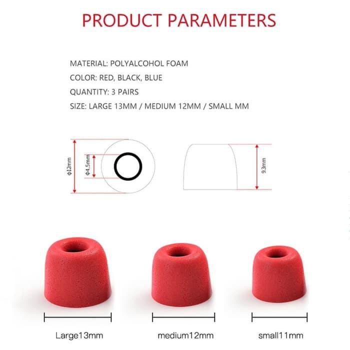 KZ Eartips Memory Foam Pack - 3 Size - Noise Isolation Acoustic