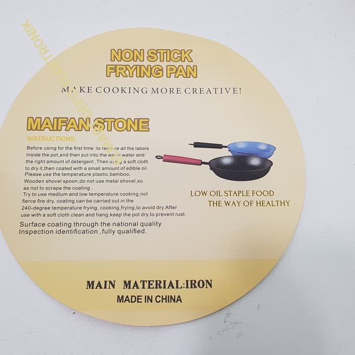 Wajan Penggorengan Fry Pan Teflon Anti Lengket 26 cm MAIFAN frying pan 26cm (sinda 6152) tebal