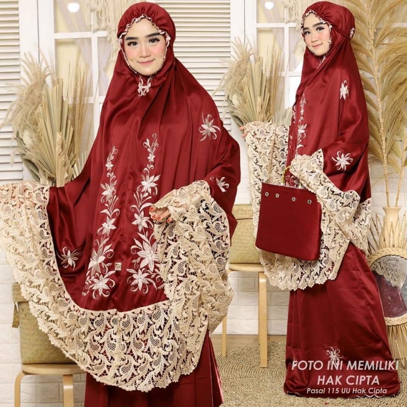 Mukena dewasa enisa Luna Maya renda Bordir/Mukena mewah/Bordir renda besae
