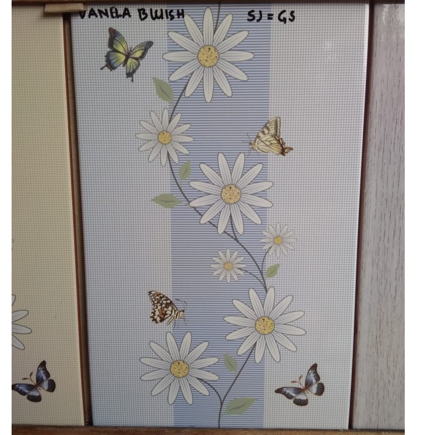 KERAMIK DINDING MOTIF BUNGA 25x40 VANELA BLUE