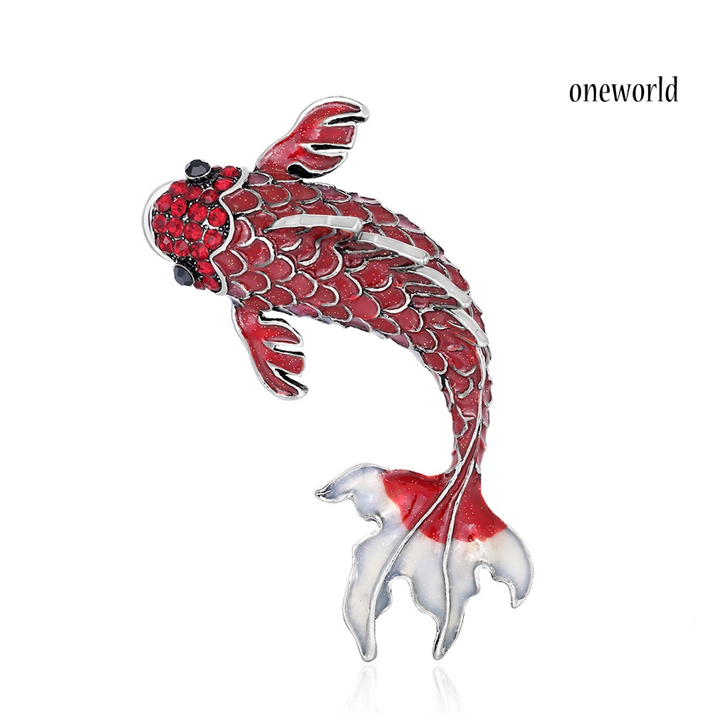 OW@ Luxury Women Goldfish Carp Enamel Rhinestone Badge Brooch Pin Clothes Decor