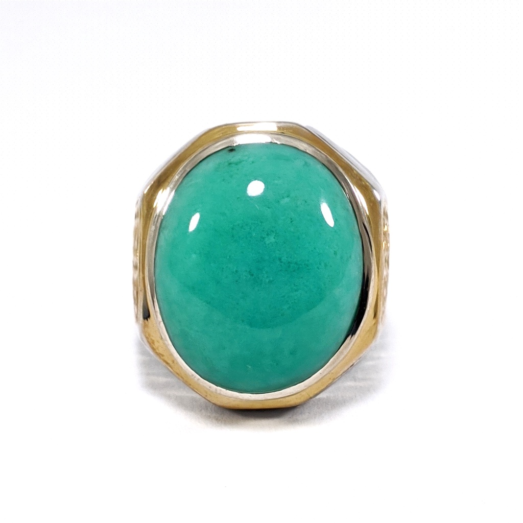 Natural Batu Akik Bluish Green Garut Cikolak Ring Perak