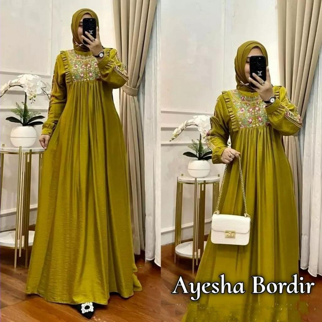 lilly dress kondangan gamis bordir mewah dres muslimah