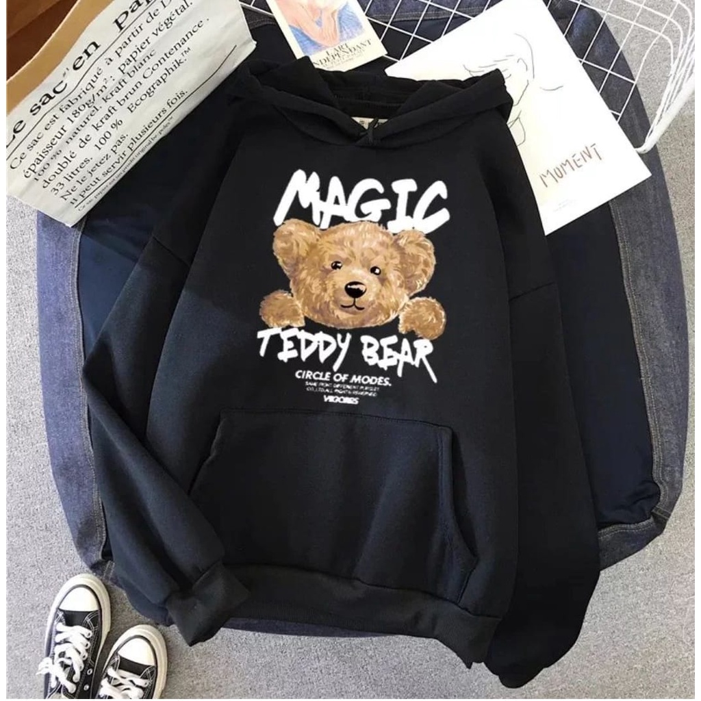 SWEATER HOODIE MAGIC TEDDY BEAR SWEATER WANITA / HOODIE WANITA OVERSIZE