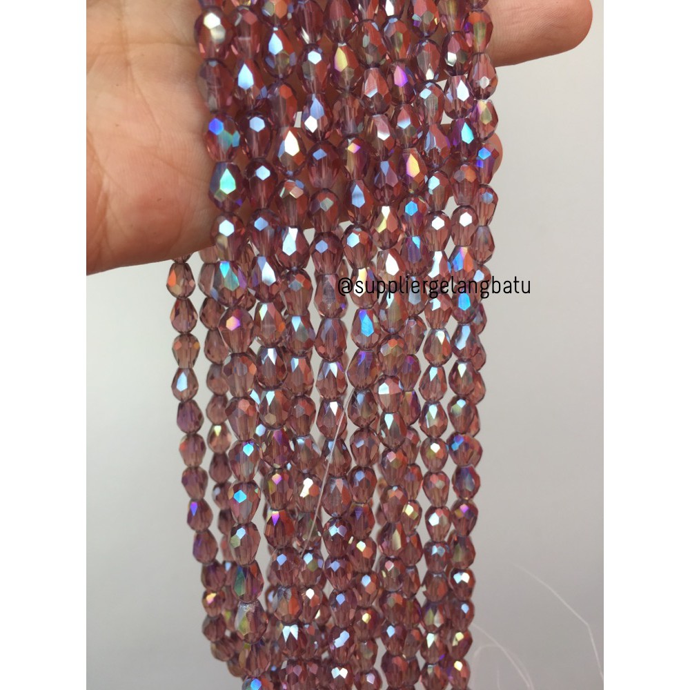 kristal Ceko tetes 10 x 6mm METALLIC BROWn crystal cokelat PREMIUM DIY grosir craft supplier bahan