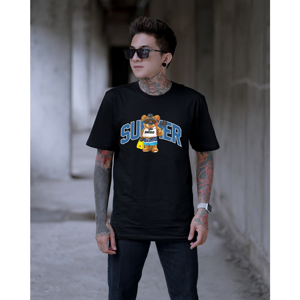 BRIGO Kaos Lengan Pendek Bear SUMMER Rontgen || Kaos Katun Combed M-XL || Kaos Distro BRIGO Beruang SUMMER