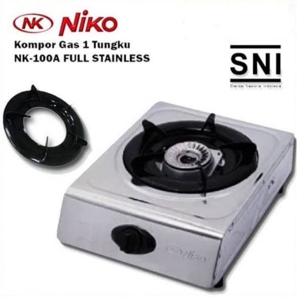 Kompor Gas 1 Satu Tungku Niko NK100A Full Stainless Steel SNI