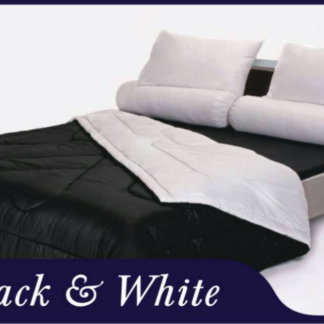 Bed cover set polos hitam putih uk.120x200