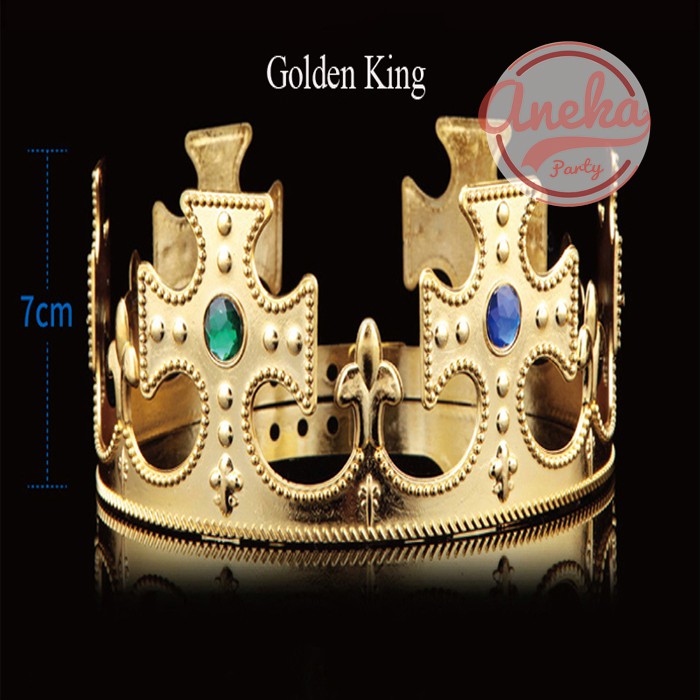 mahkota ultah raja gold / mahkota raja / mahkota king / chrown king gold / topi raja mahkota gold 1