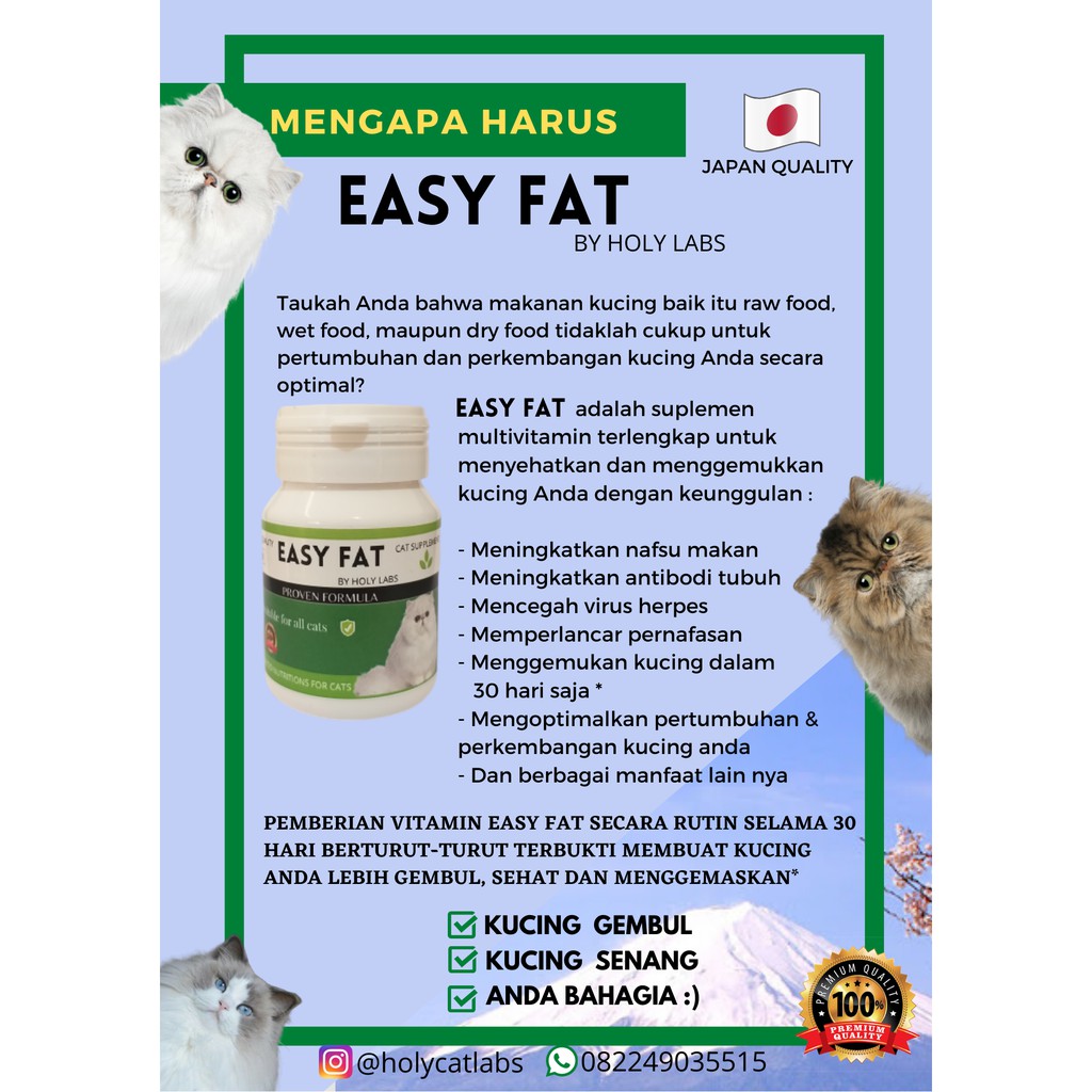 VITAMIN JEPANG KUCING EASY FAT PENGGEMUK ALAMI VITAMIN KUCING OBAT KUCING NUTRISI REPACK 1 PCS