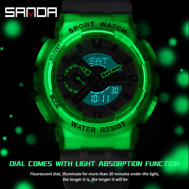 SANDA 3029 Jam Tangan Pria Digital Analog Tali Rubber Shockproof Anti Air WATCHKITE WKOS