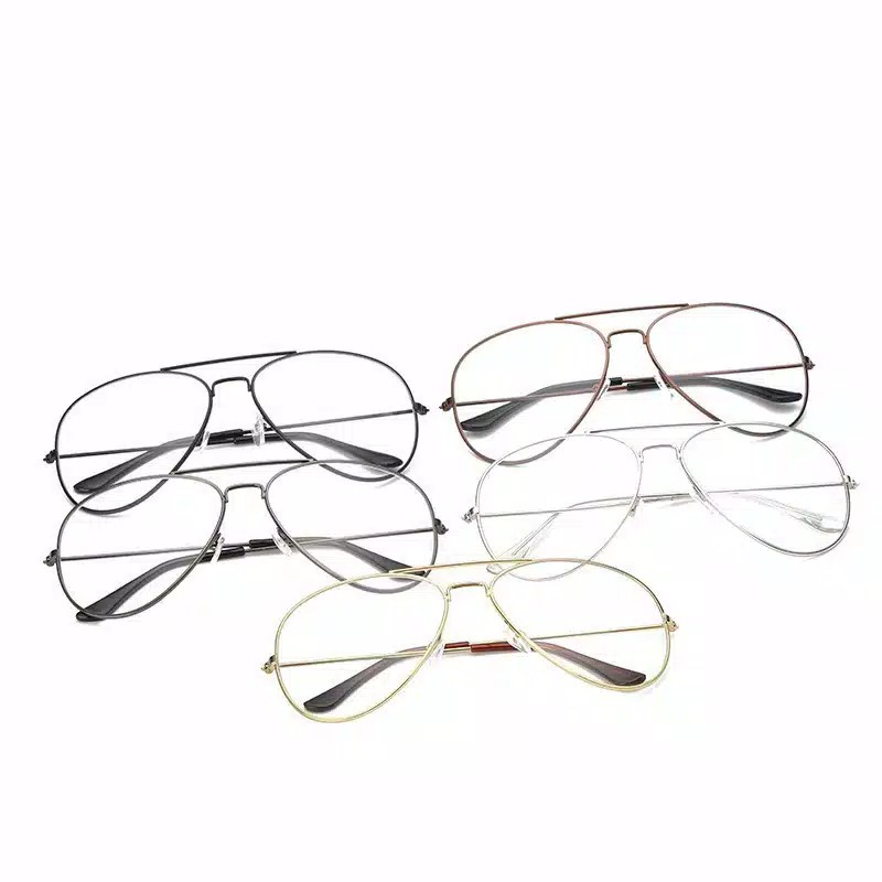 Kacamata Fashion Wanita EG4 Lensa Rangka Transparan Retro Vintage Metal Frame Eyeglasses KM31