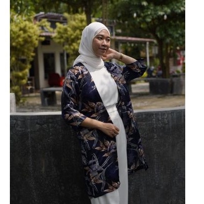 OUTER MOTIF WANITA MURAH KOREA PANJANG HIJAB CARDIGAN MOTIF BUNGA HIJAB BLAZER WANITA CASUAL