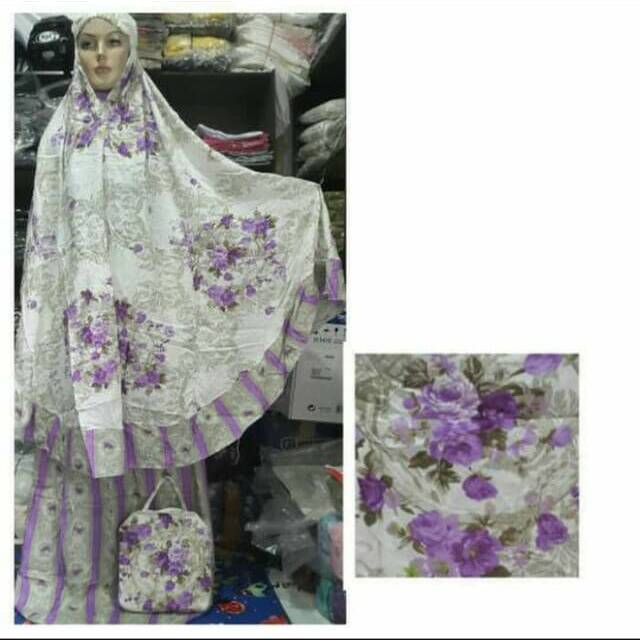 Mukena bali motif bunga katun rayon dewasa