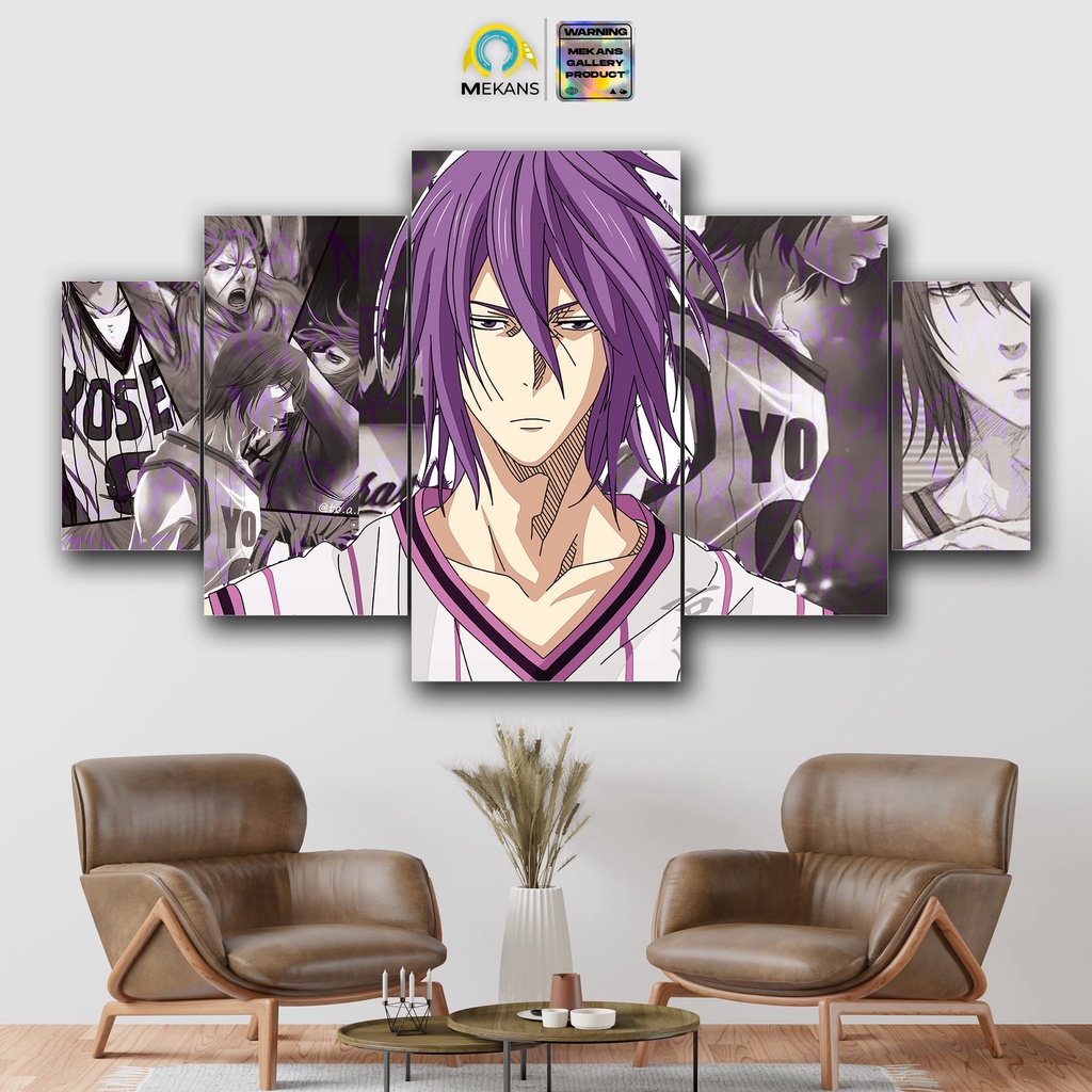 MEKANS 1 SET  Pajangan Hiasan dinding MURASAKIBARA KUROKO NO BASKET  5pcs  Poster Kayu Wall Decor