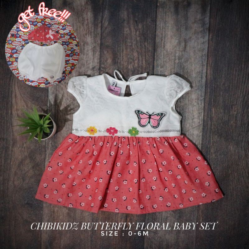 Baju Bayi New Born / Dress Bayi Chibikidz Butterfly Pastel Baby Set