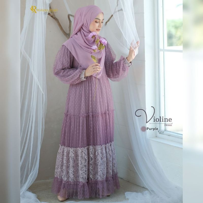 dress brokat/dress kondangan/dress premium/dress sultan/violine dress by Rufeena Syar'i