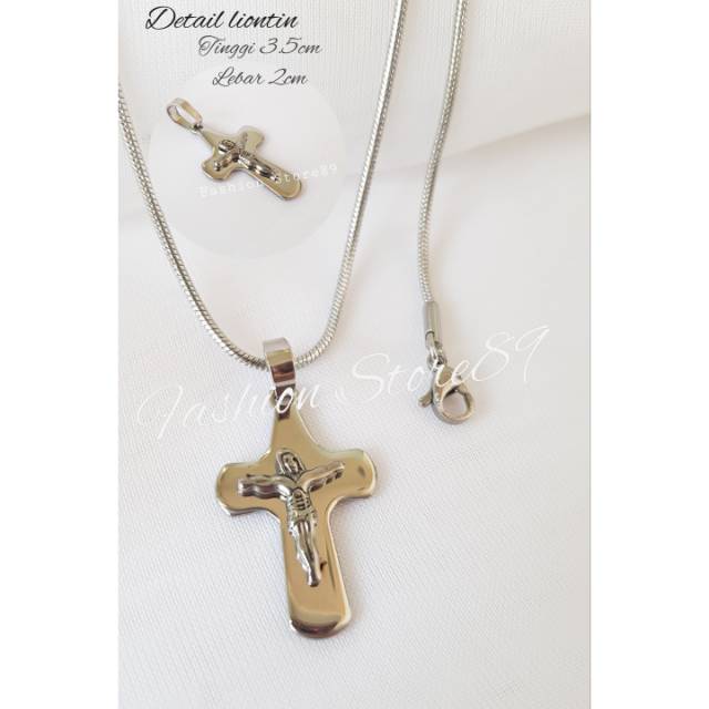 Kalung fashion salib Jesus import titanium white Antikarat ST07 Bestseller bestquality import