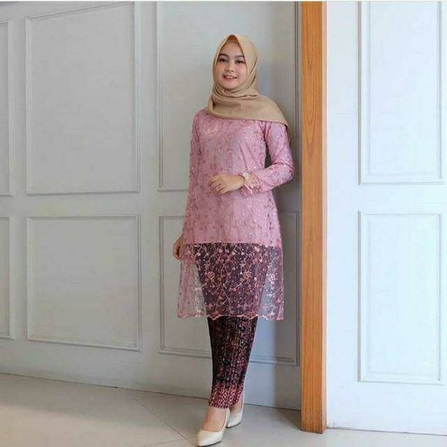 TUNIK BROKAT TILLE TABUR MUTIARA