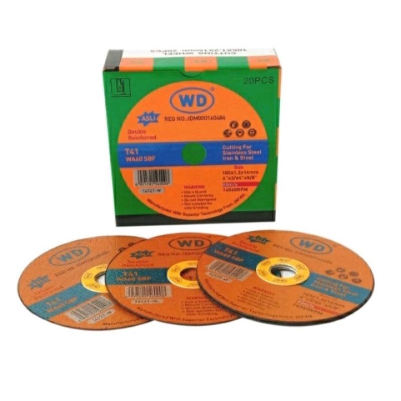 Mata Batu Gerinda Potong Besi 4" WD per PCS- 1 dos 20pcs
