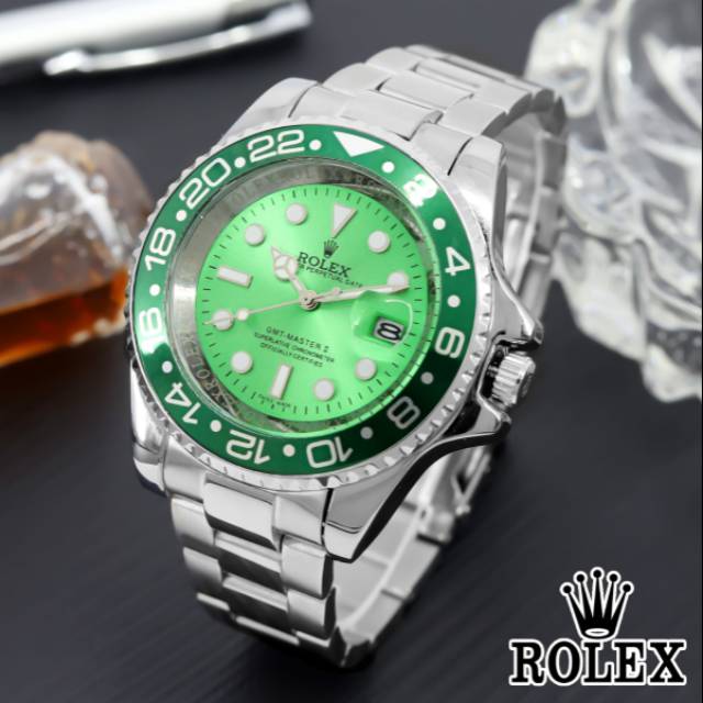 Jam Tangan Rolex GMT Master Super Mewah Dan Elegan - Jam Tangan Pria Rolex - Warna Hijau silver