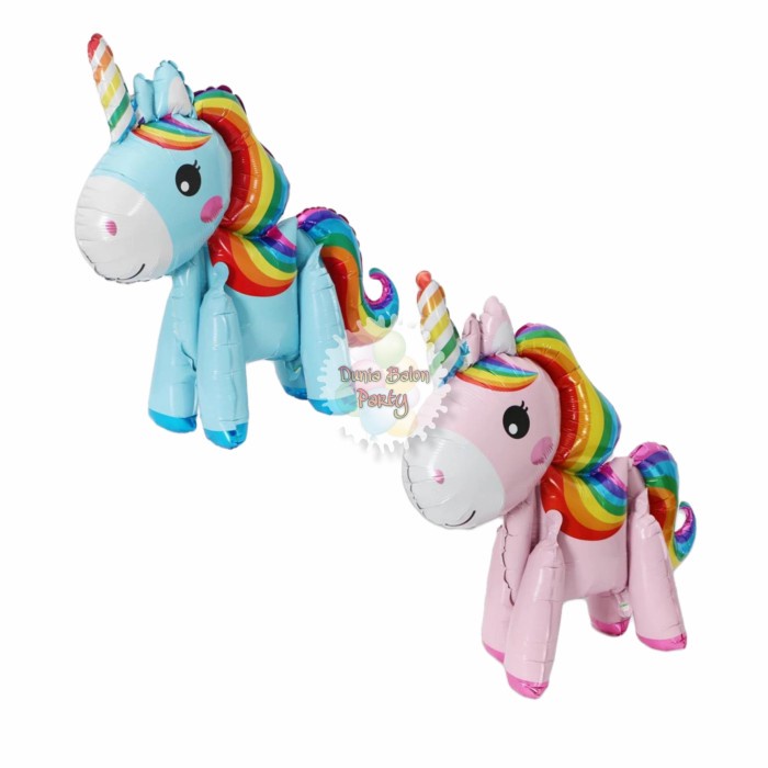 Balon Foil Unicorn 3D / Standing Balon Kuda Pony Full Body