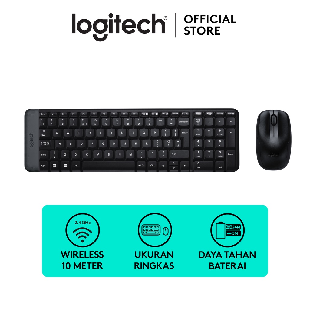Logitech MK215 Combo Keyboard dan Mouse Wireless Compact