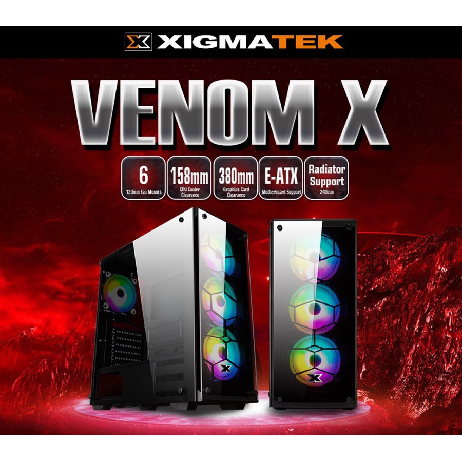 XIGMATEK VENOM X ARTIC TEMPERED GLASS ATX MID Tower Case