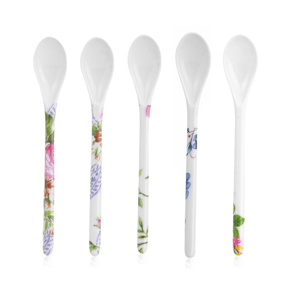 Chookyy1/3pcs Sendok Porcelain Sendok Garpu Makan Anak Dessert Gagang Panjang