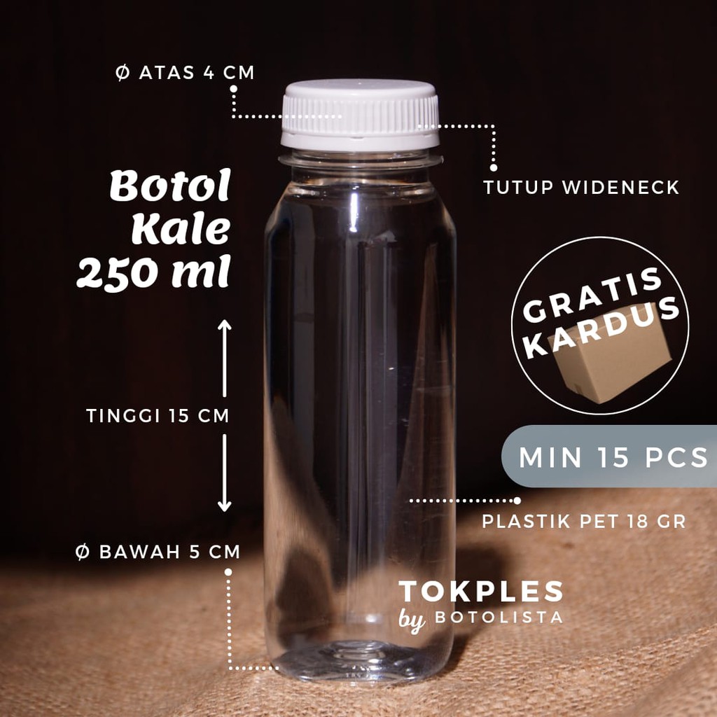 Botol Plastik 250ml Botol Kale FREE kardus Botol Kale 250ml (isi 50 pcs)