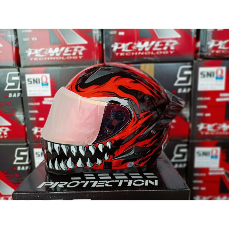 HELM SNAIL FF S1 TYREX RED/VENOM PAKET GANTENG