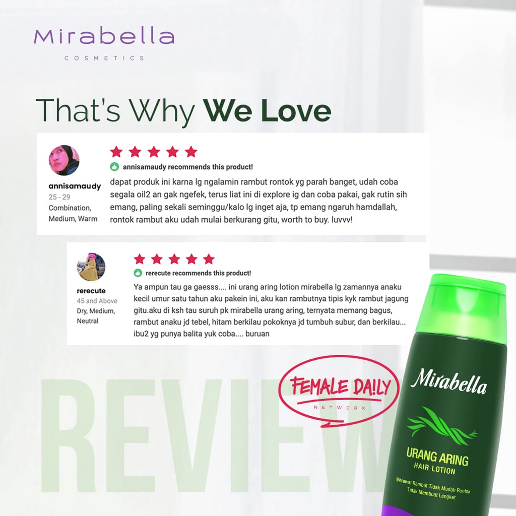 ★ BB ★ Mirabella Urang Aring Hair Lotion 180 ml