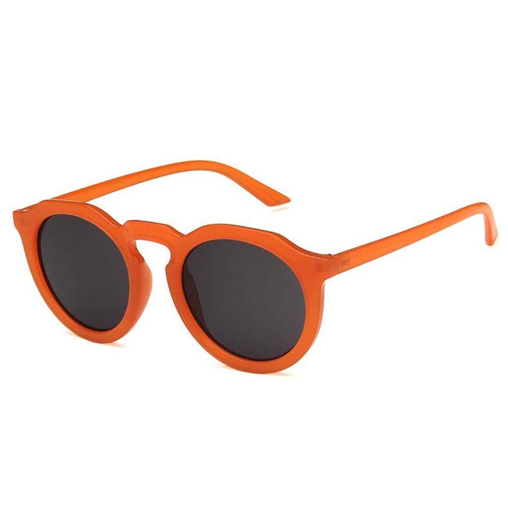 Mxbeauty Kacamata Bulat Trendy Anti UV Kuning UV400 Kacamata Matahari Orange Korea Style Sunglasses