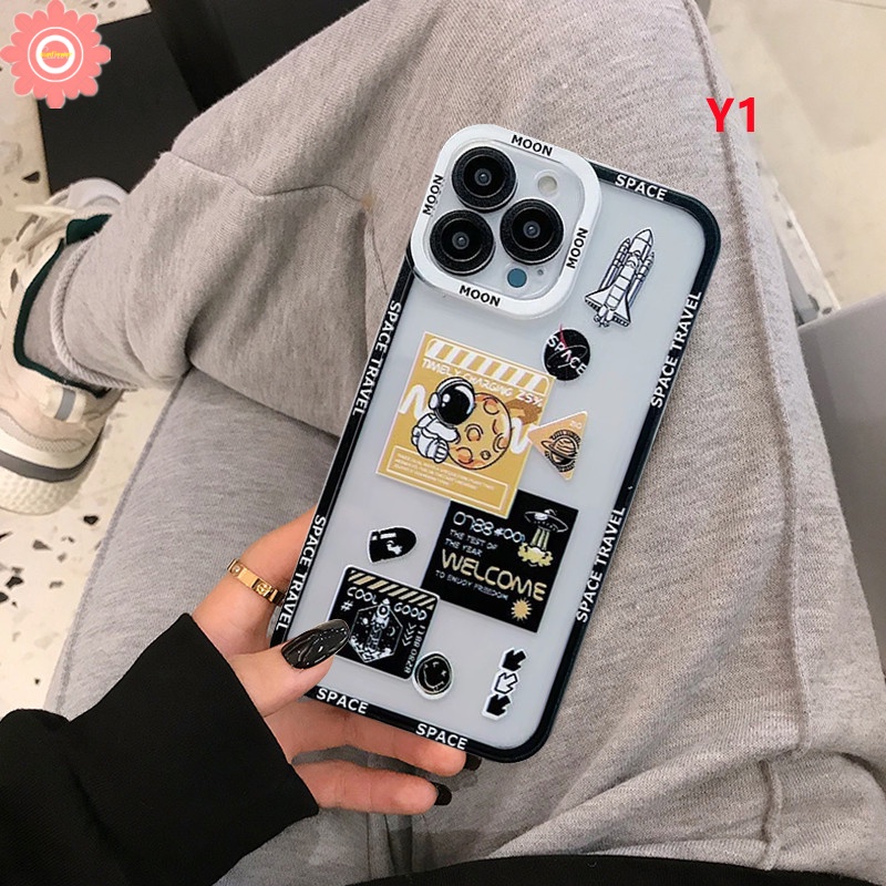 Trendy Merek NASA Astronot Luar Angkasa Case Realme Realme C55 10 Pro Plus C33 C35 C11 C31 C3 6i C21Y C25 C25s C12 C25Y C15 C20 C20A C21 8i 8 9i 5 5s 5i 8pro 9 9pro Plus Sarung TPU Lembut