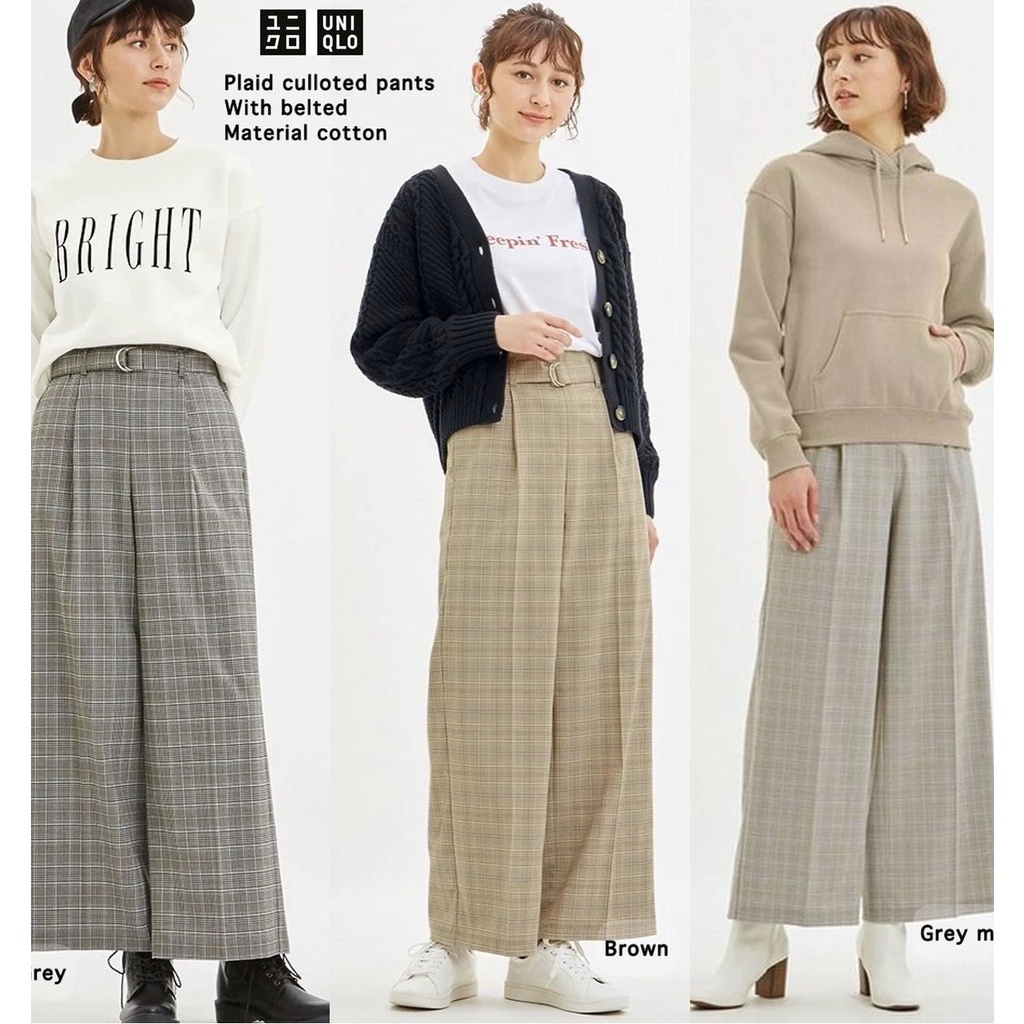 GU UNQ Tartan Cullote Pants - Celana Kulot Plaid Wanita - Original Branded