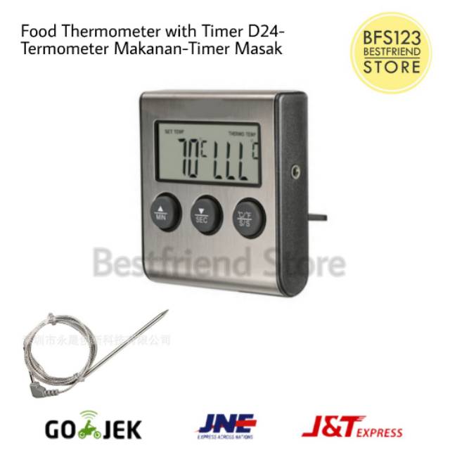 Food Thermometer with Timer D24-Termometer Makanan-Timer Masak