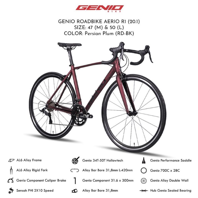 Sepeda Balap/ RoadBike 700c Aerio R1 UK.M Genio