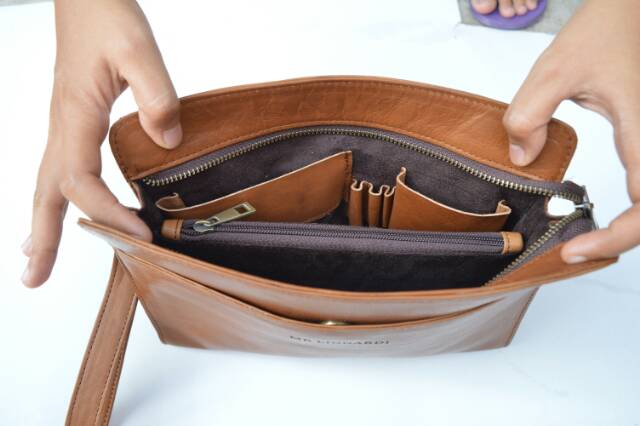 TAS TANGAN CLUTCH POUCH PRIA KULIT ASLI ORIGINAL 100%  HANDBAG BRZ - GRATIS CUSTOM UKIR NAMA