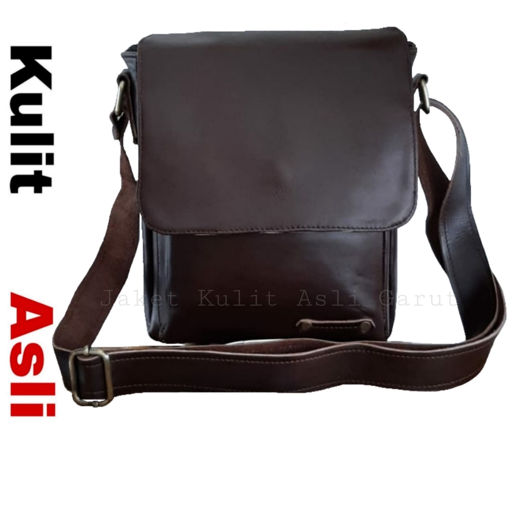 Tas Selempang Pria Kulit Asli Tas Kulit Kerja /Kondangan Made In Garut