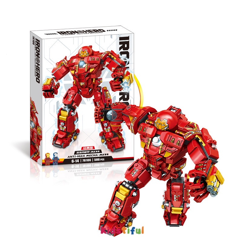 586Pcs Anti-Hulk Armor Iron Man Mainan Edukasi Anak Mainan Anak Laki Laki