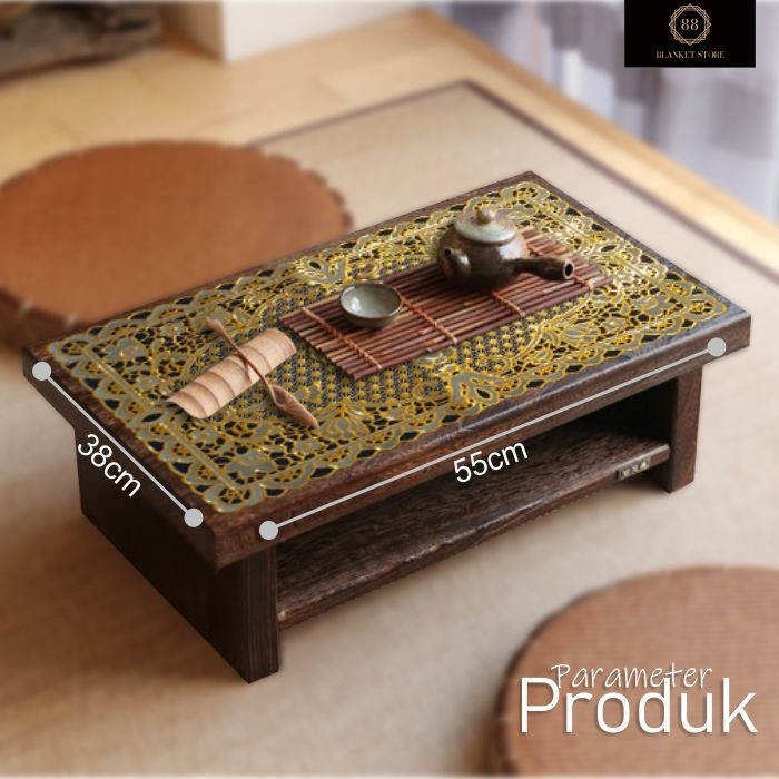 Taplak Meja Tamu Gold Silver Kotak Dan Oval Souvenir Pernikahan Table Mat Ukiran 40 x 55 cm