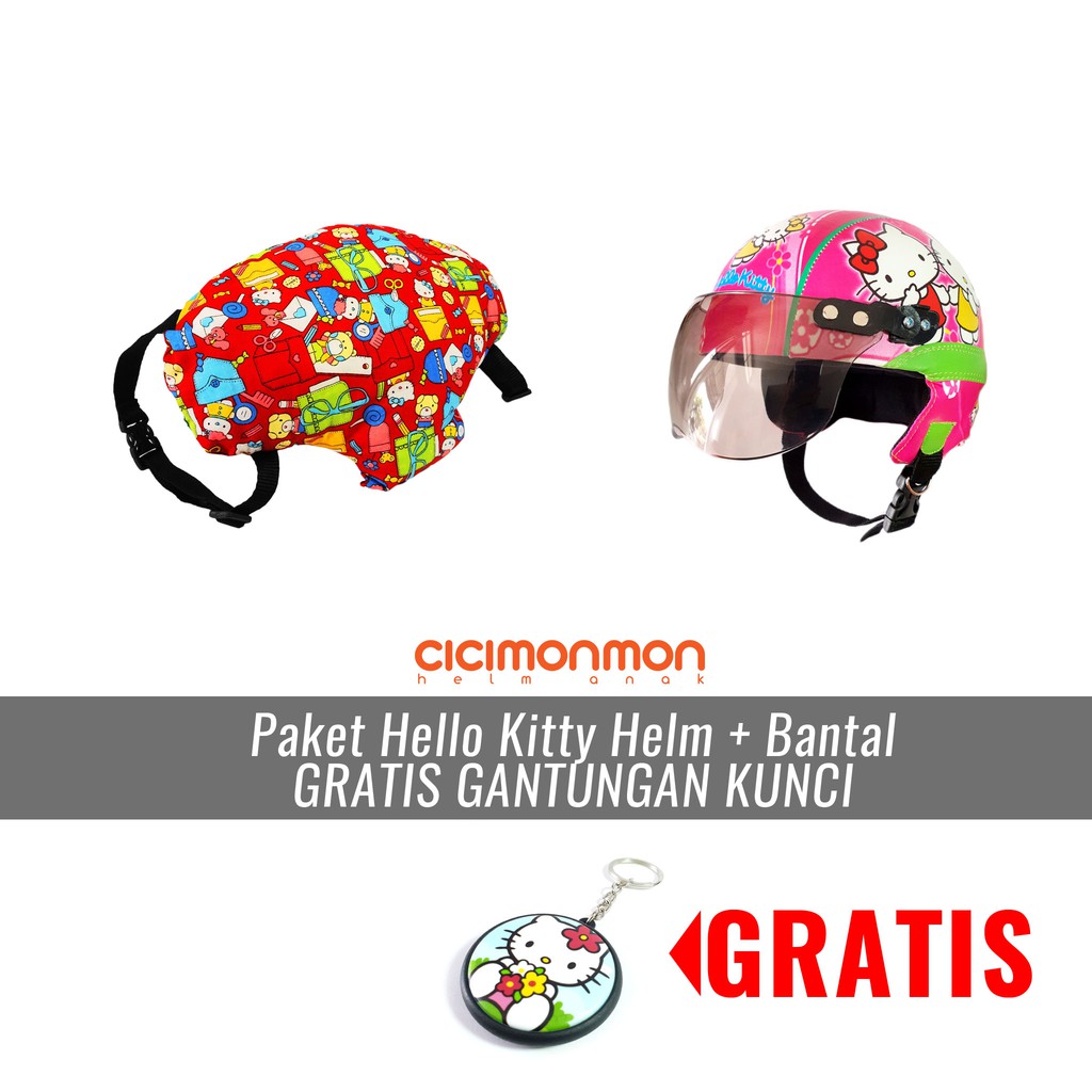 GRATIS GANCI Paket Hello Kitty Helm + Bantal